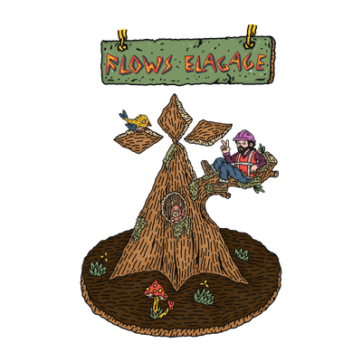 Illustration Flows Élagage — arboriste grimpeur dans un arbre